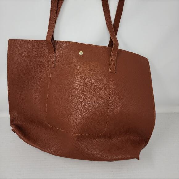 New Brown Tote Bag Snap Closure Shoulder Bag Women's Gift  Pockets Large Bag - Picture 4 of 6